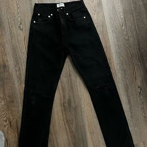 Agolde black jeans , ripped on knee